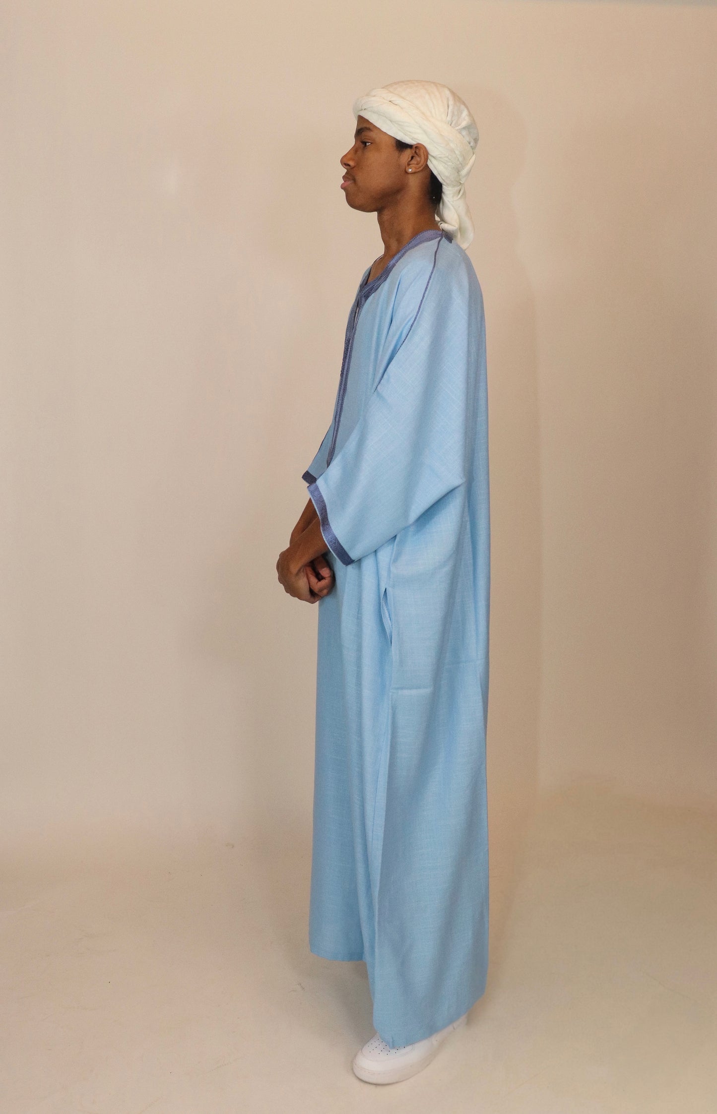 Essential Moroccan Thobe - Sky Blue & Blue
