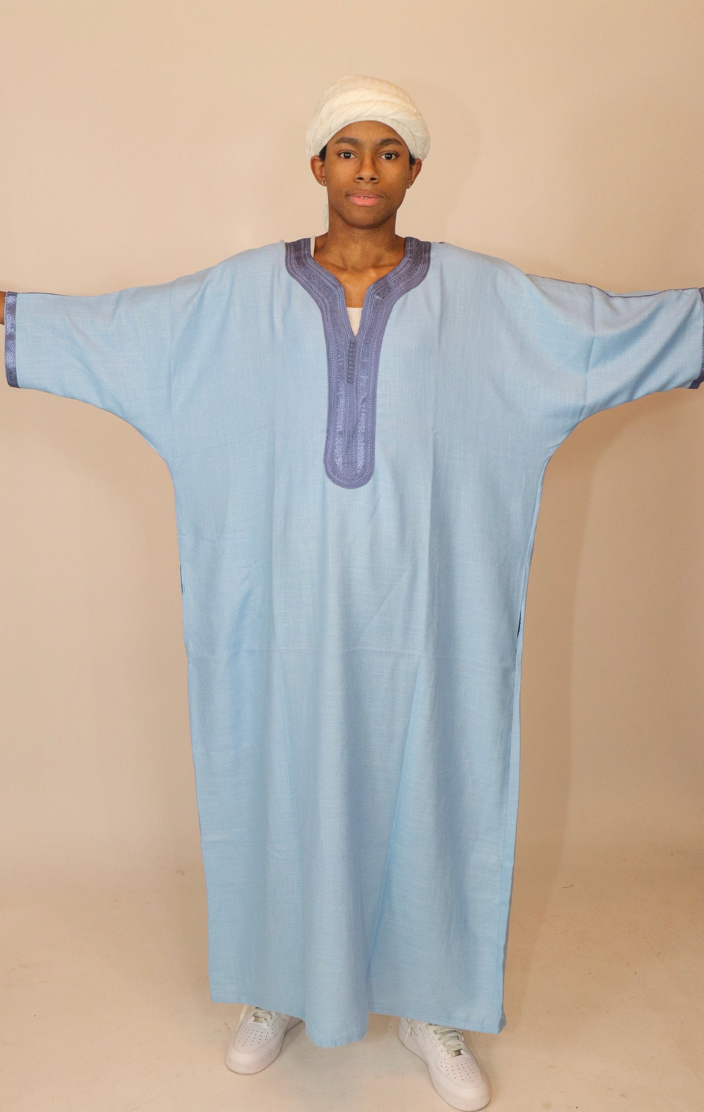 Essential Moroccan Thobe - Sky Blue & Blue