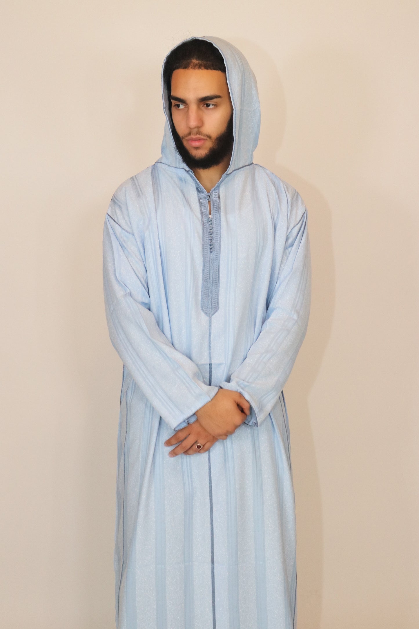 Moroccan Hooded Djellaba - Baby Blue