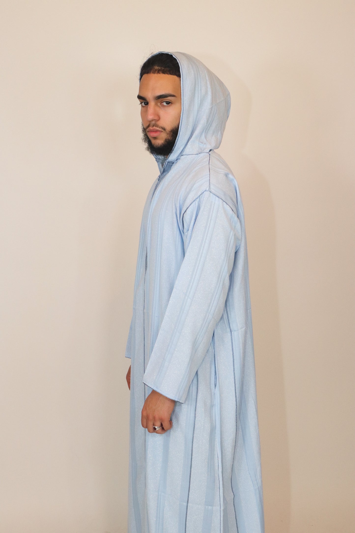 Moroccan Hooded Djellaba - Baby Blue