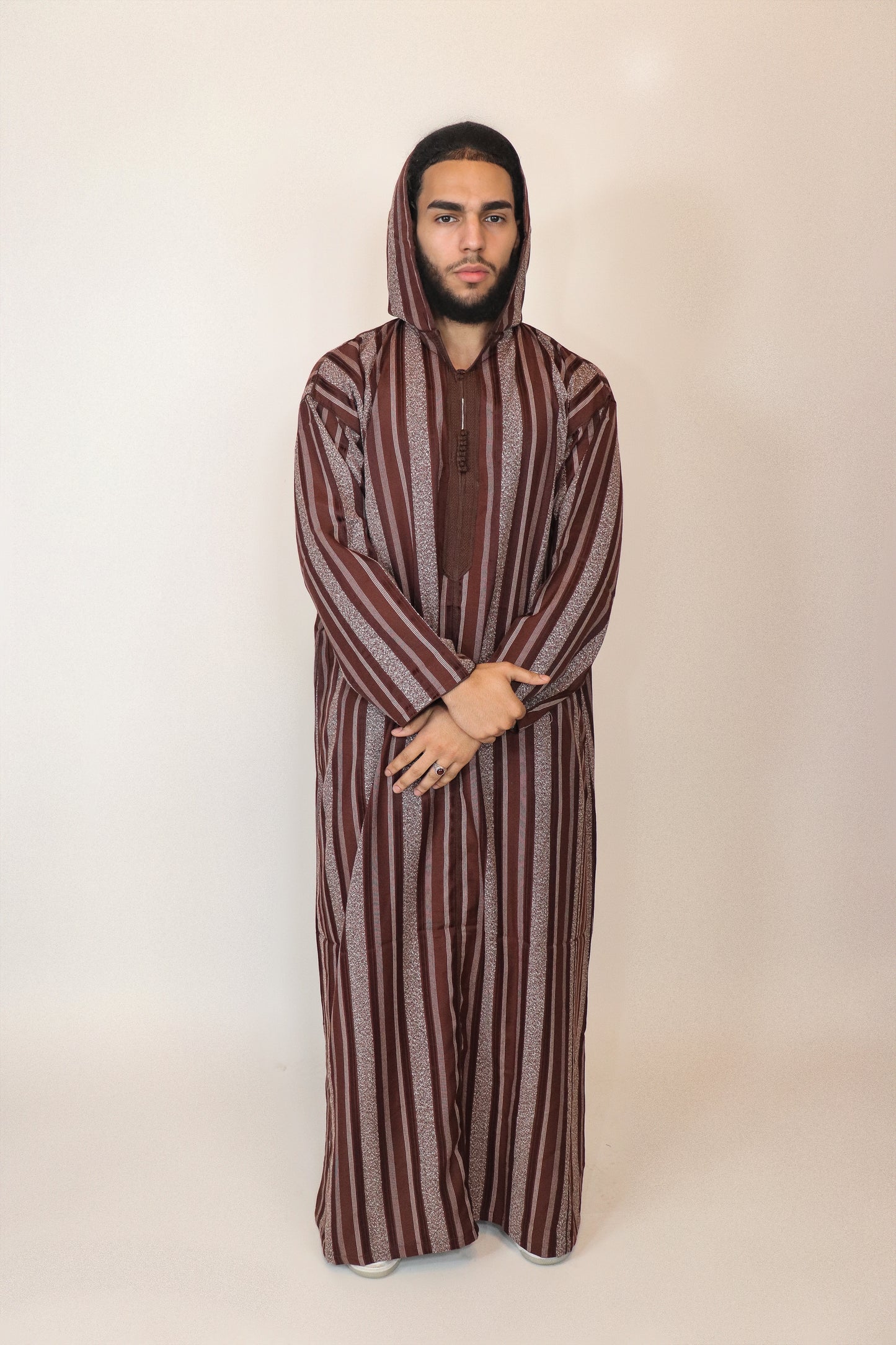 Moroccan Hooded Djellaba - Dark Brown