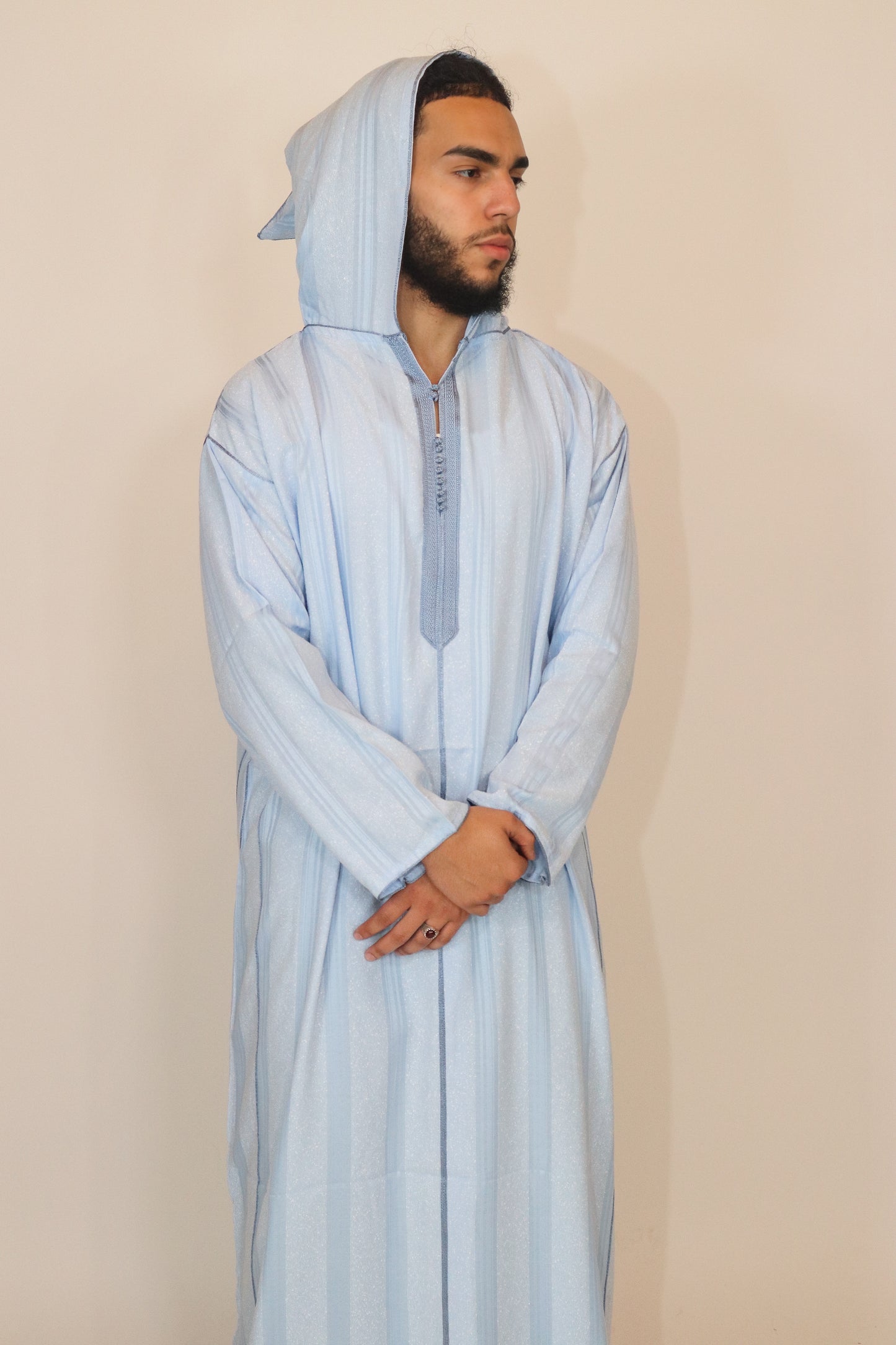 Moroccan Hooded Djellaba - Baby Blue