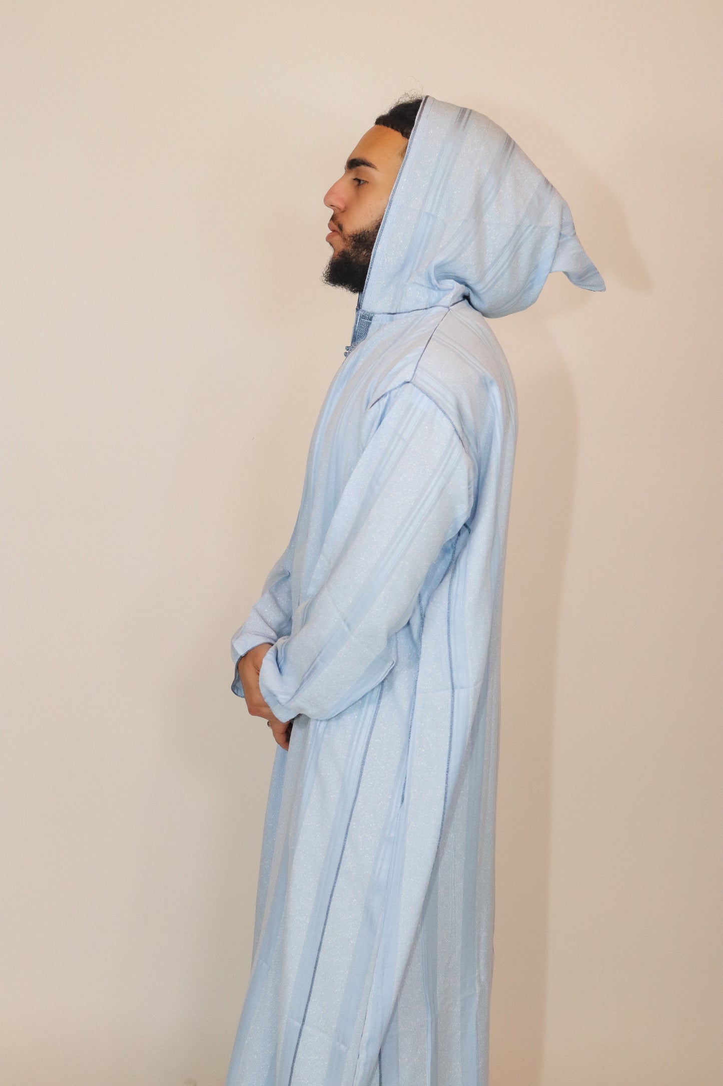 Moroccan Hooded Djellaba - Baby Blue
