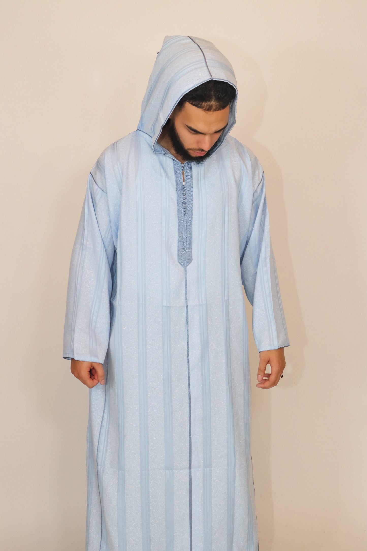 Moroccan Hooded Djellaba - Baby Blue