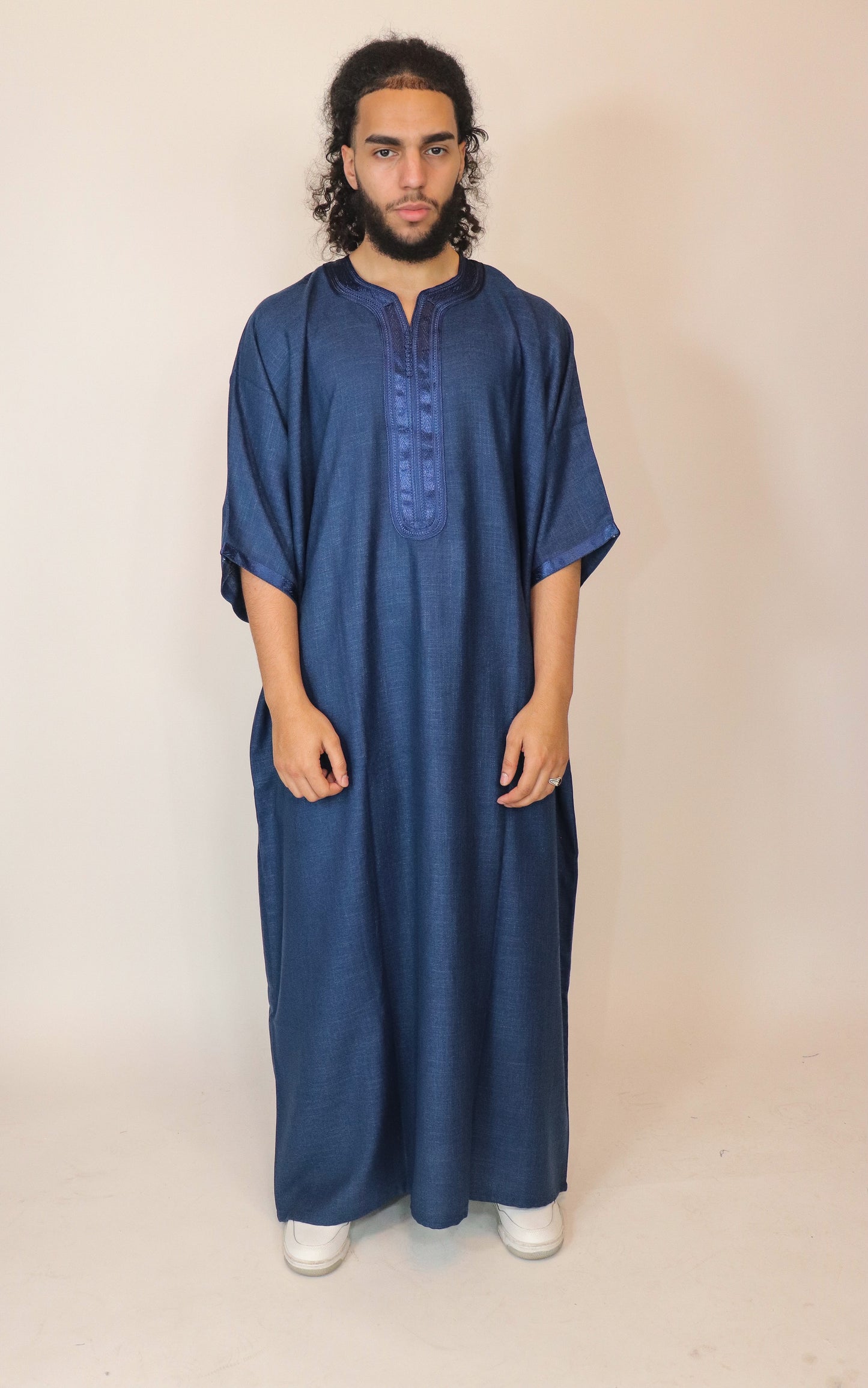 Essential Moroccan Thobe - Navy Blue