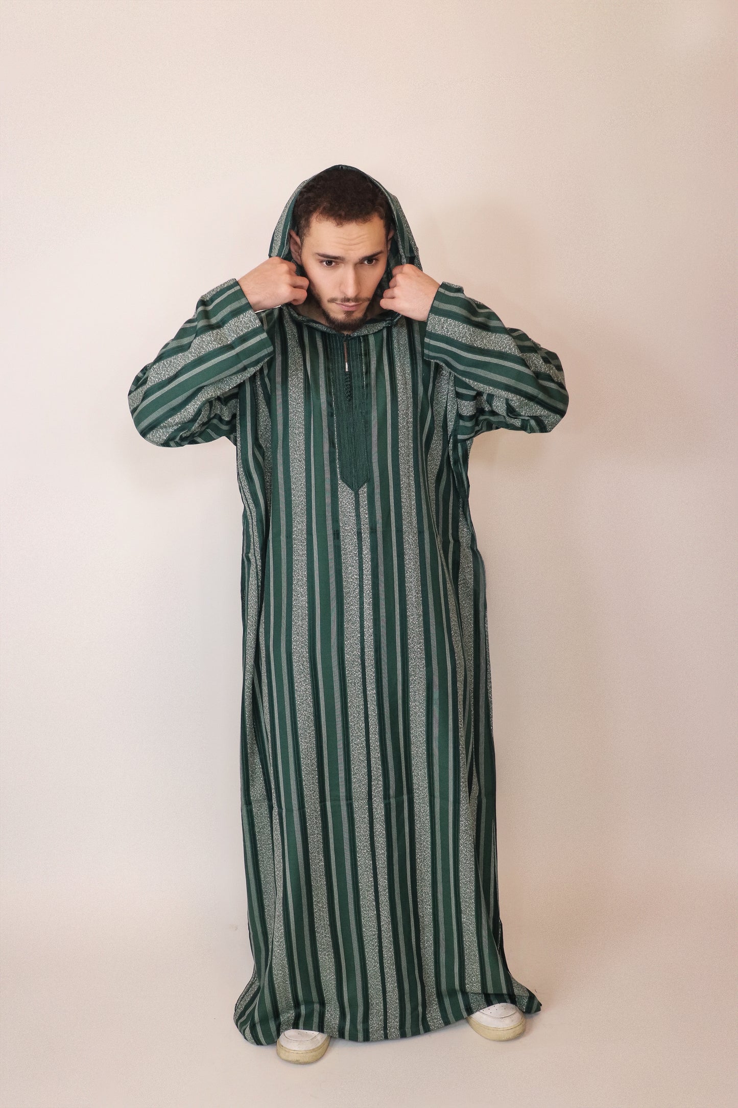 Moroccan Hooded Djellaba - Dark Green