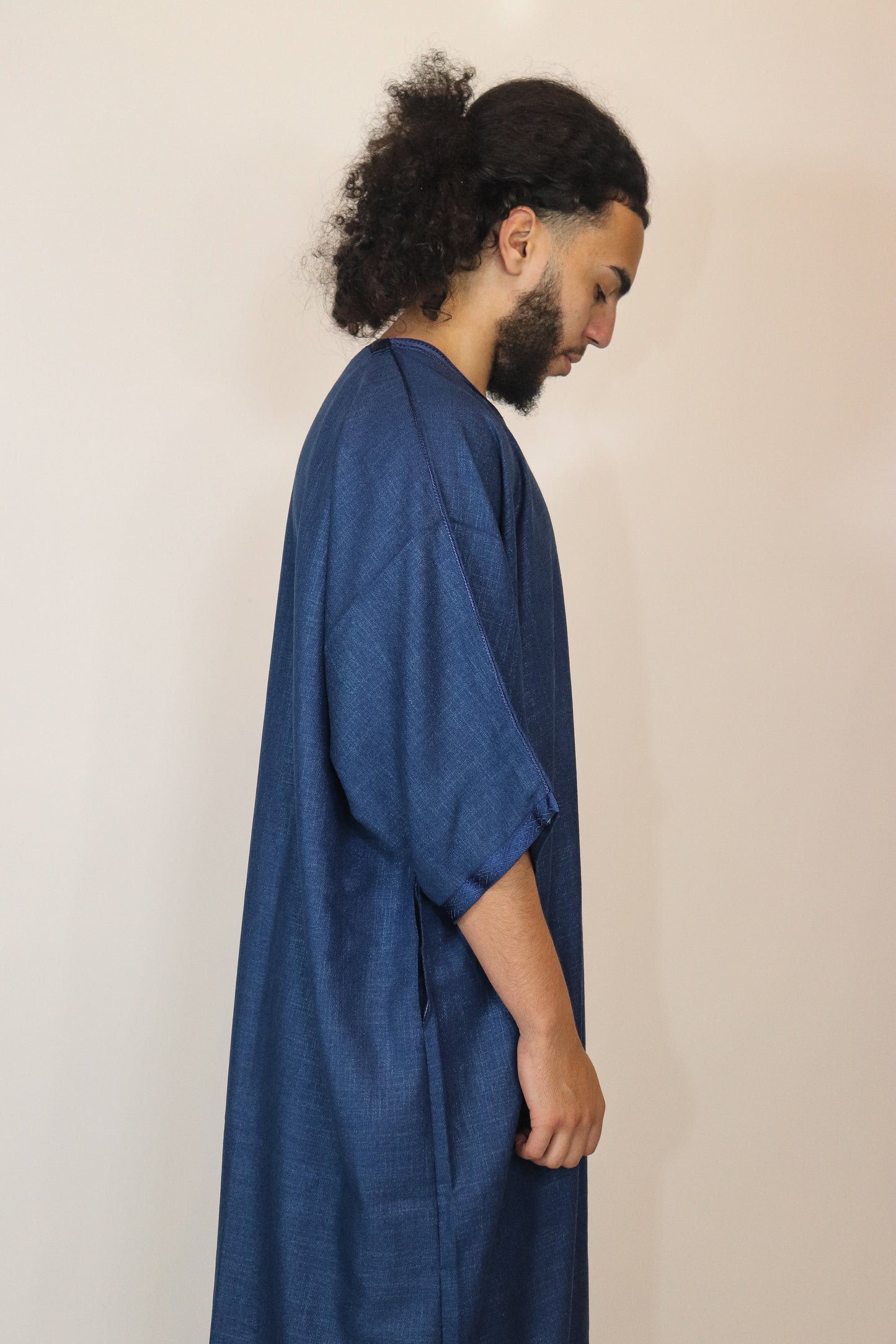 Essential Moroccan Thobe - Navy Blue