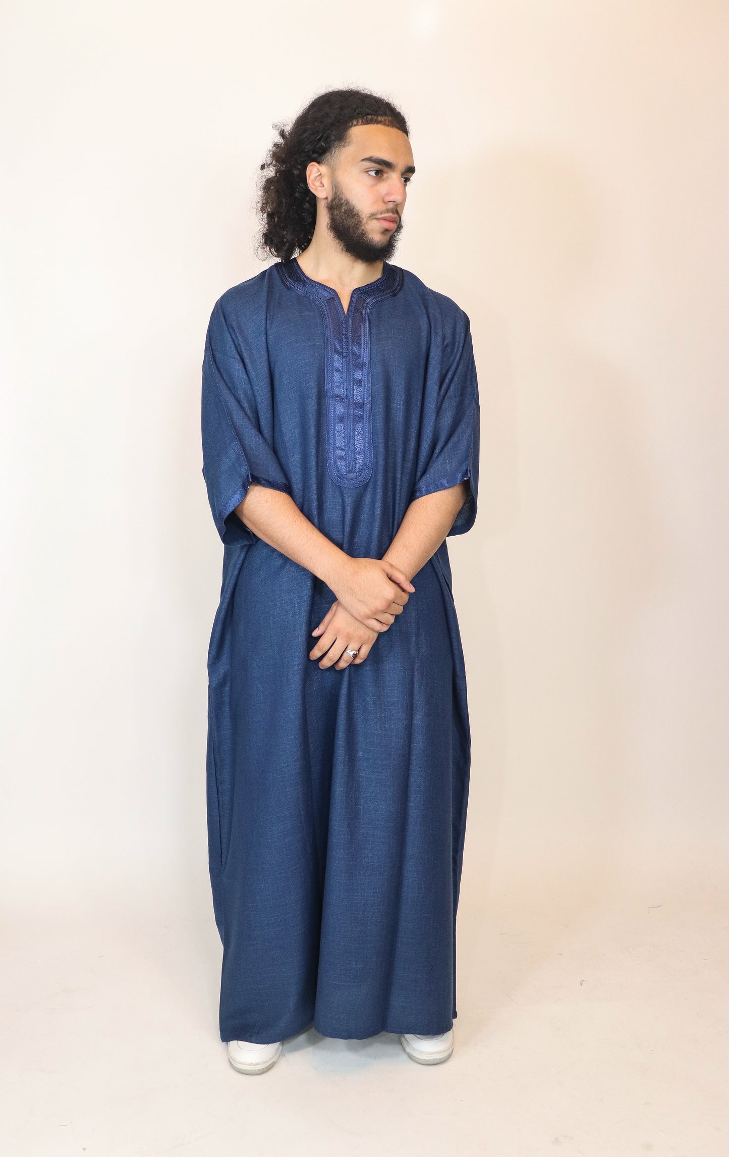 Essential Moroccan Thobe - Navy Blue