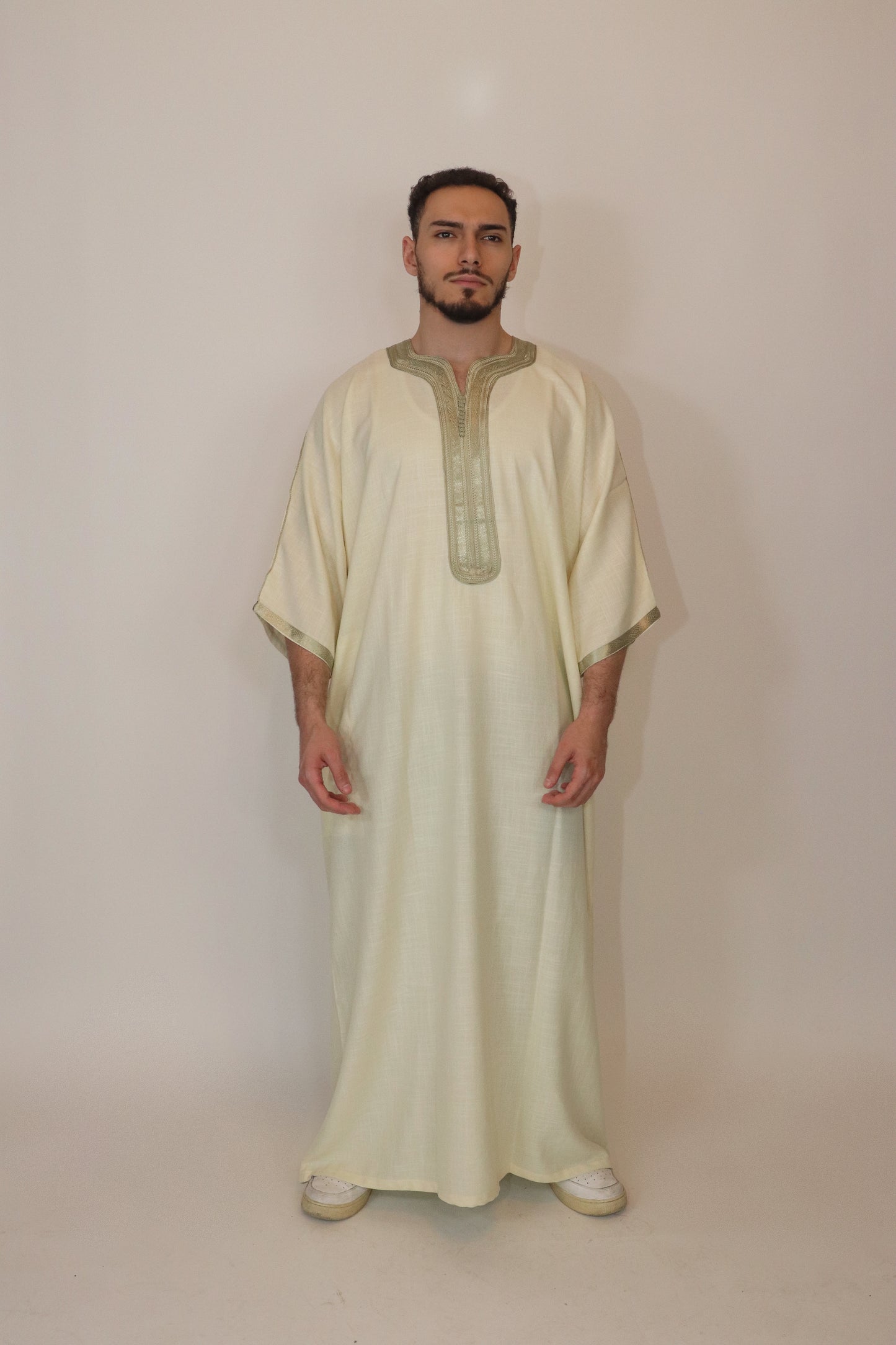 Essential Moroccan Thobe - Baby Yellow & Sage Green