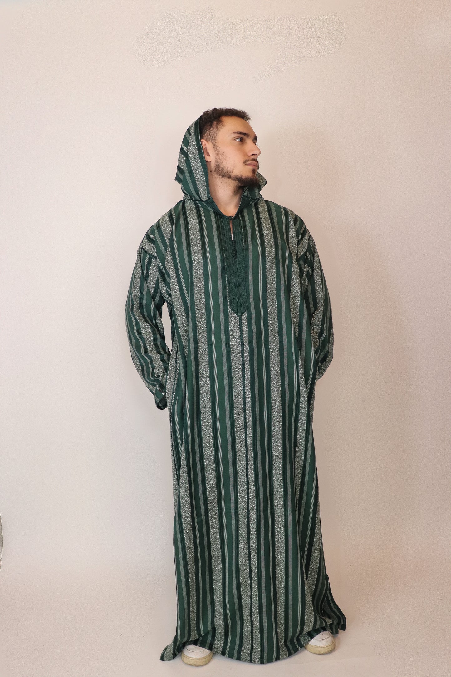 Moroccan Hooded Djellaba - Dark Green