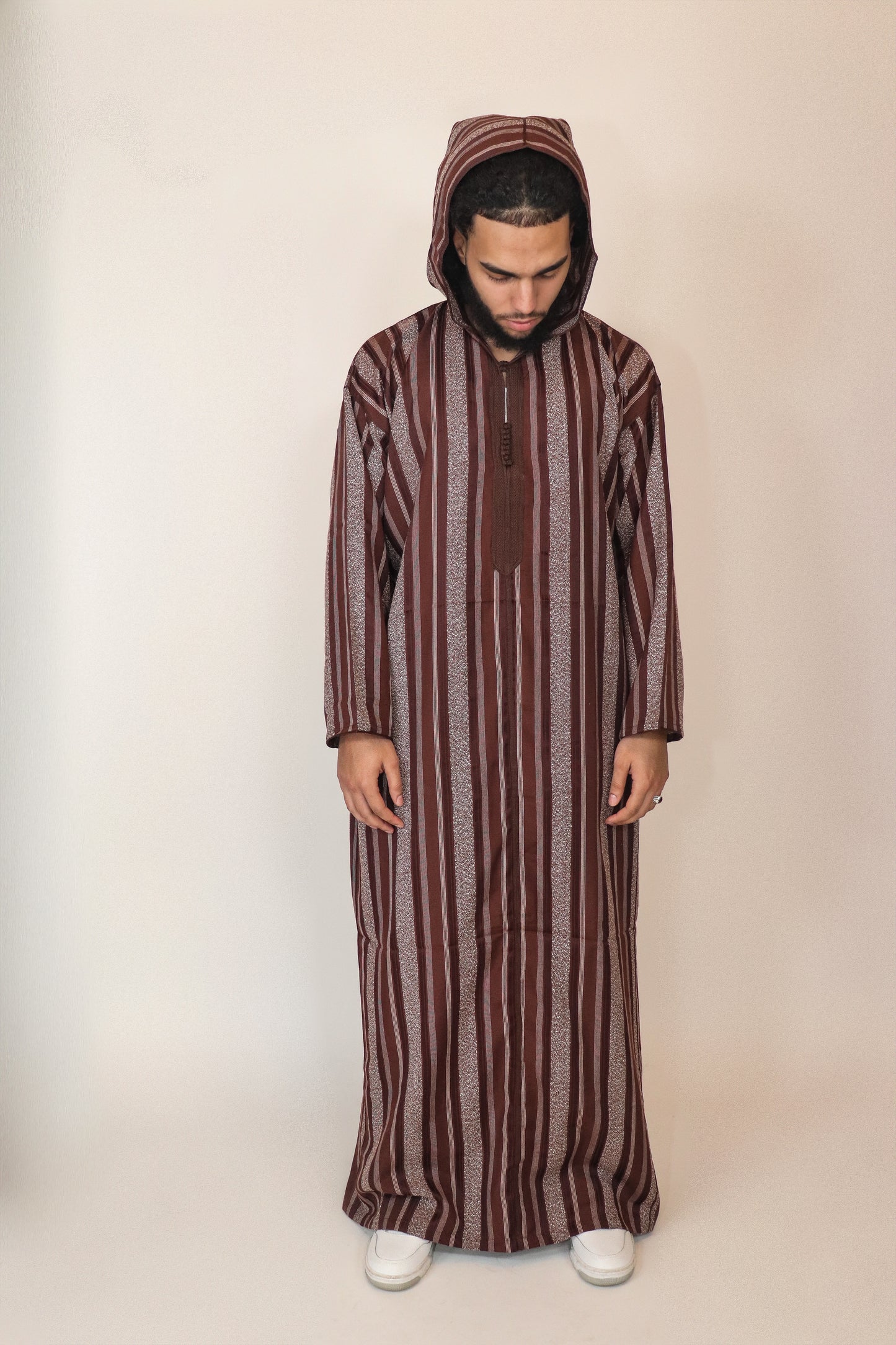 Moroccan Hooded Djellaba - Dark Brown