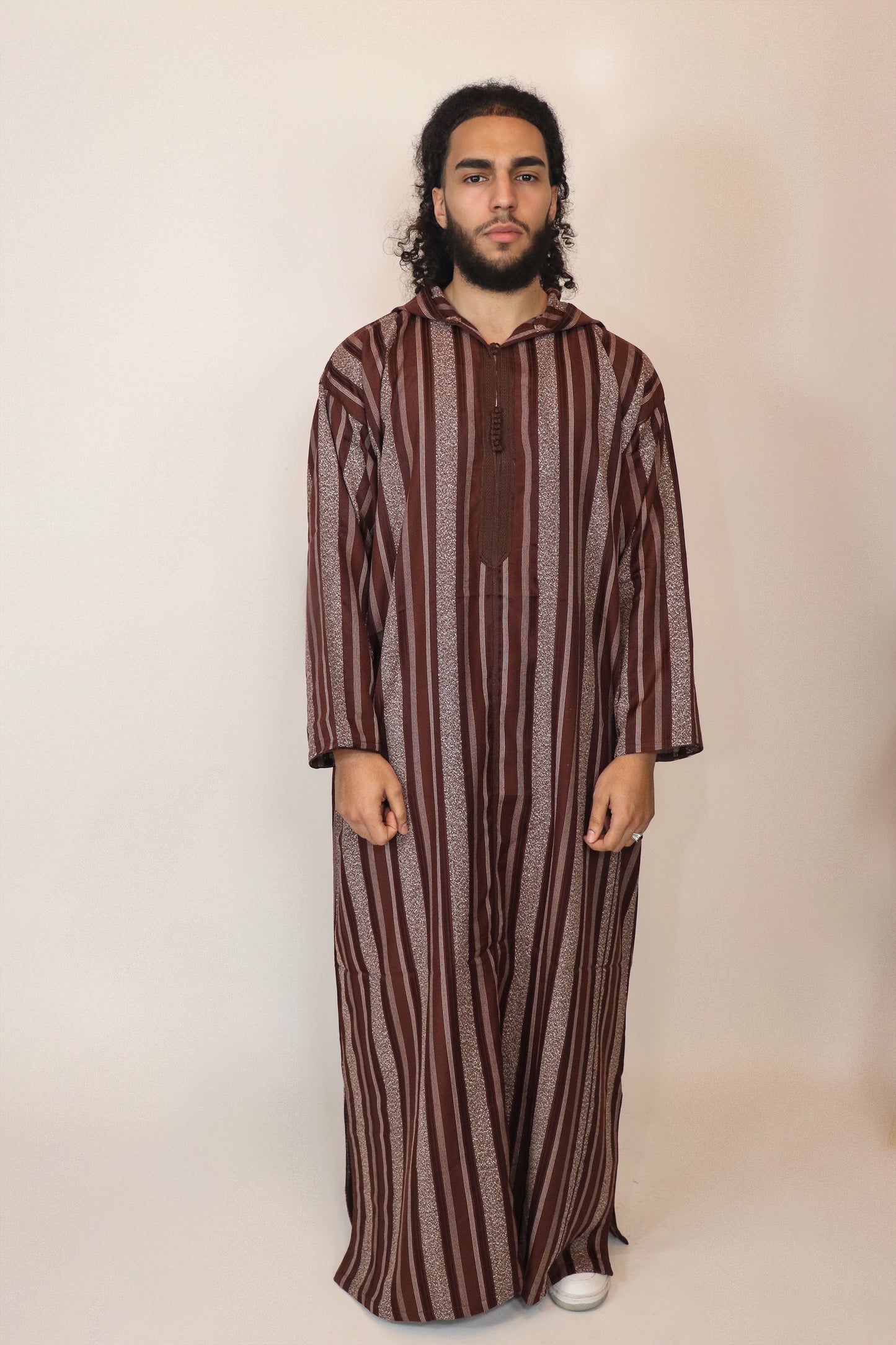 Moroccan Hooded Djellaba - Dark Brown