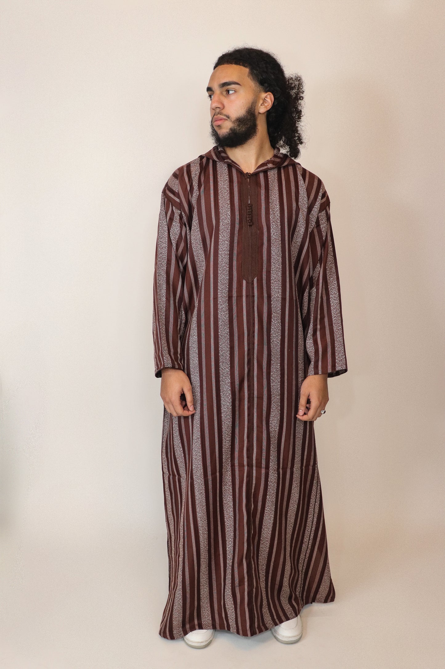 Moroccan Hooded Djellaba - Dark Brown