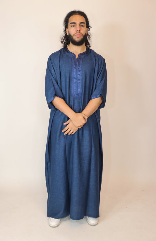 Essential Moroccan Thobe - Navy Blue