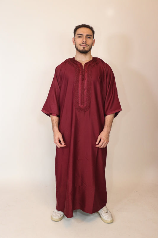 Essential Moroccan Thobe - Burgundy