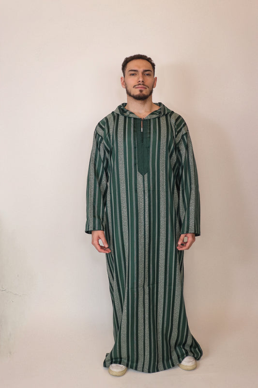 Moroccan Hooded Djellaba - Dark Green