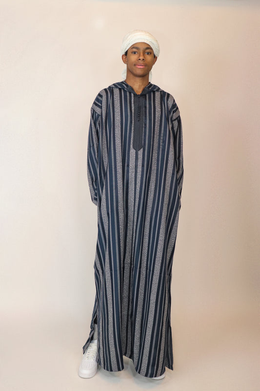 Moroccan Hooded Djellaba - Navy Blue